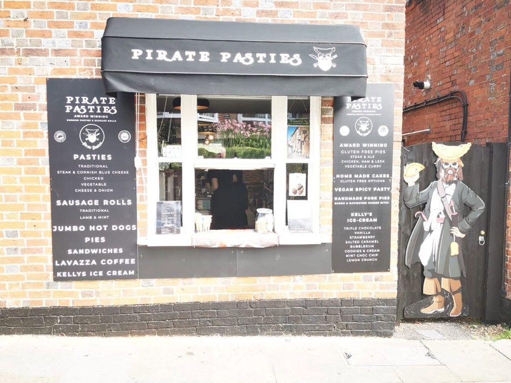 The Pirate Pasties hatch on Hamble High Street